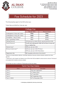 2023 Fee Schedule