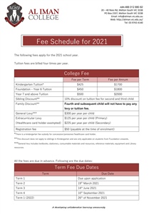 2021 Fee Schedule