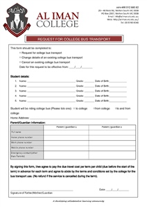 College Bus Transport Form