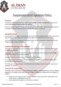 Suspension and Expulsion Policy
