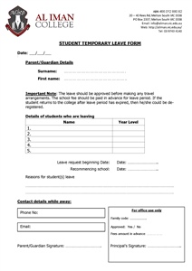 Student Temporary Leave Form